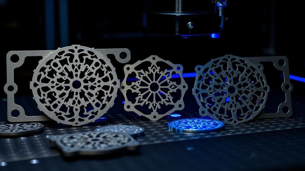 Precision laser cut metal parts with intricate patterns