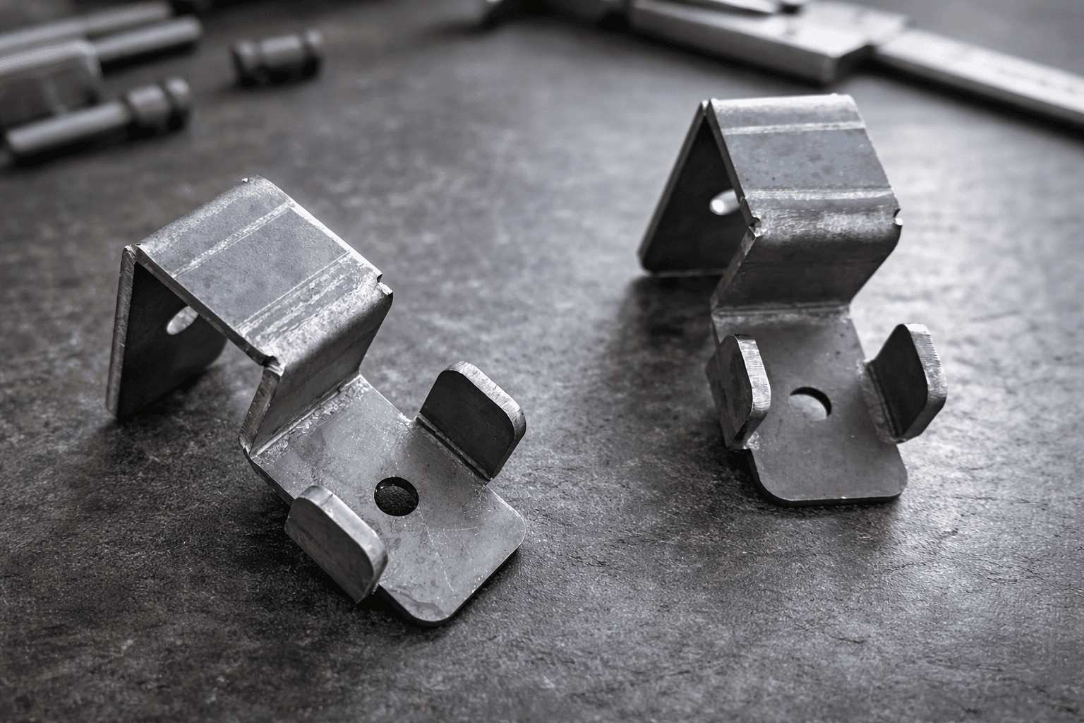 Sample final bent metal part after fabrication